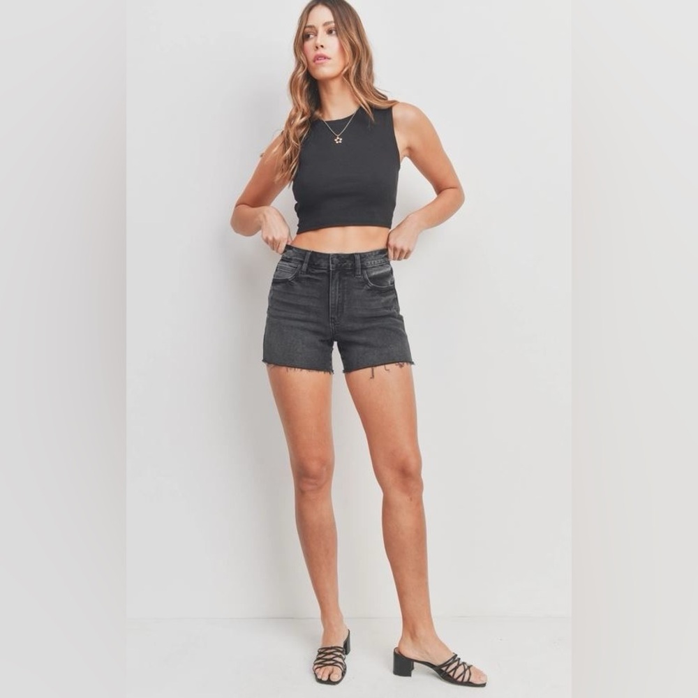 Just USA Black Distressed Denim Shorts